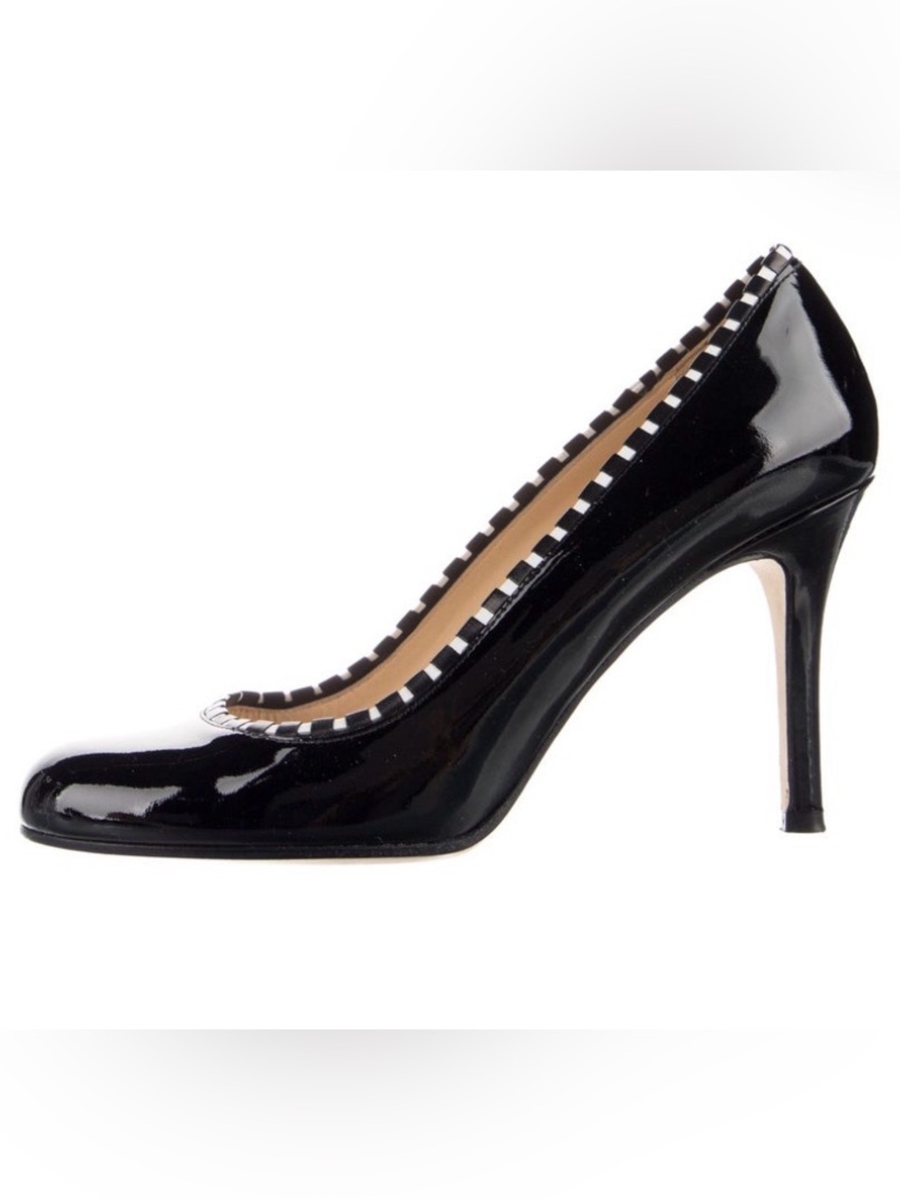 kate spade Dark Blue Patent Pump with Black-and-White Trim